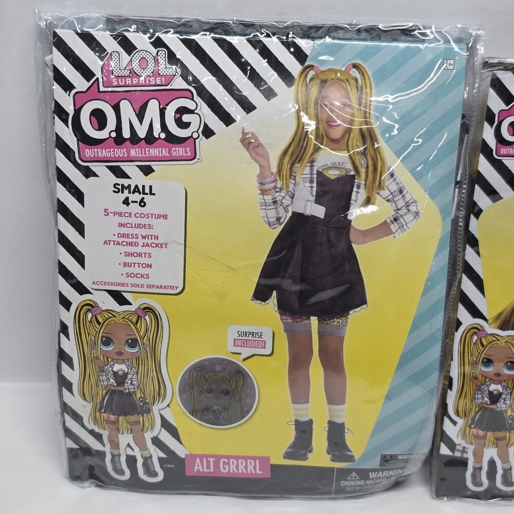 LOL Surprise OMG Alt Grrrl Kids Halloween Costume & Wig (Child Sz Small 4/6) NEW - Picture 3 of 7